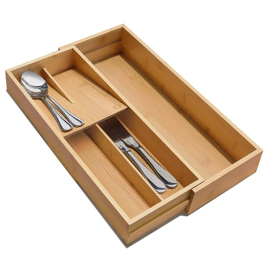 Expandable Bamboo Kitchen Drawer Organizer