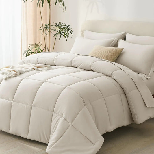 Cozy  Lux Beige Comforter Set
