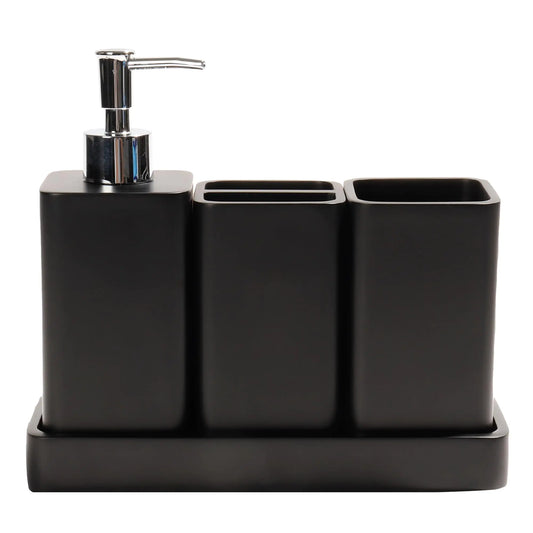 Modern Black Resin Bathroom Essentials Set (4 Piece)