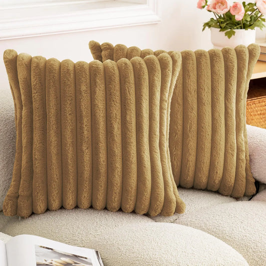 Double-Sided Faux Fur Plush Throw Pillow Covers