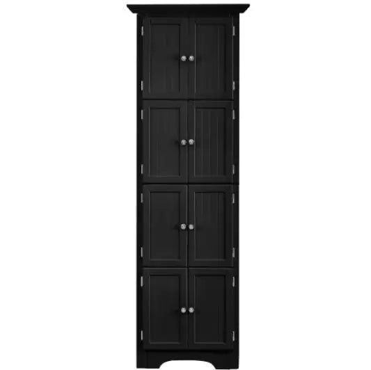 Chic Black Linen Tower Cabinet